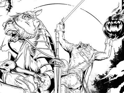 Headless Horseman - Sleepy Hollow comic comic book halloween headless horseman horror illustration ink pen and ink sequential art sleepy hollow