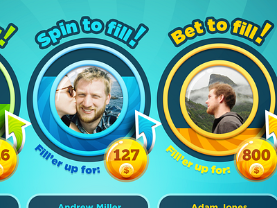Spin O Rama - Friend Bonus bet bonus buttons friends game game ui progress bar spin ui