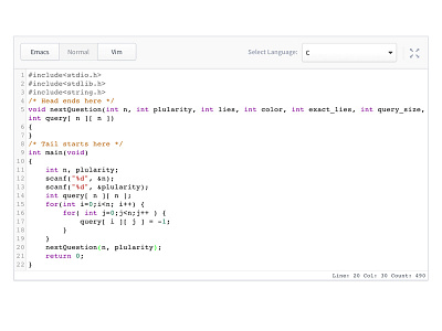 Code Editor app button code dropdown editor hackerrank interface light web