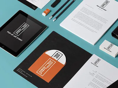 Pop-up Art Event branding identity mockup pop up art event print