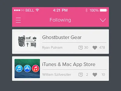 Dribbble UI black dribbble ios pink rebound ui white
