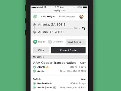 Shiplify Mobile buttons flat form gotham rounded input ios 7 iphone list mobile responsive search ui