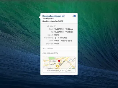Mavericks' Calendar Tooltip - Free PSD calendar freebie mac maps mavericks psd tooltip
