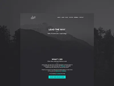 Syke - Personal Website Final Concept black dark flat homepage minimal portfolio simple site typography ui web website