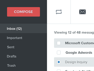 Email Interface - A minimalistic approach. email email management mail roundcube user interface