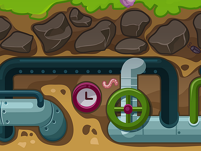 Underground pipes background bugs illustration pipes soil underground