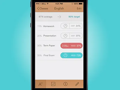 Grades 3 - iOS 7, Part 2 app college grades homework ios 7 iphone planner school todo wood