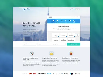 Landing Page blog blue form green icons landing page one page website