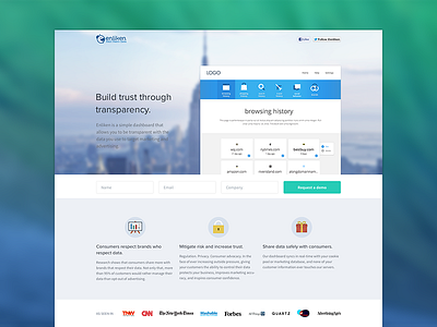 Landing Page blog blue form green icons landing page one page website