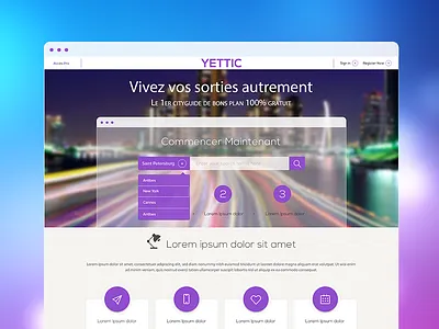 YETTIC Home clean design grid marketplace minimal portal responsive simple tourism ui ux web