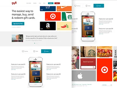 Gift Card Homepage app card clean flat gift grid layout scrolling ui website