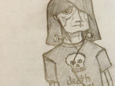 Too Ghoul for School concept fun halloween hand done pencils sketch