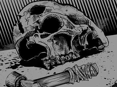 Call Of The Void / Axeslasher Split 7" Cover Art illustration metal relapse records screen print vinyl