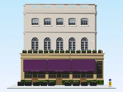 York & Albany building flat flowers house illustrator minimal restaurant shadows store storefront vector windows