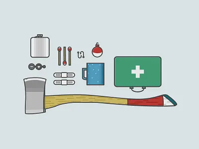 Poster #1 | Camping axe camping collection compass flask free illustration iphone mug poster wallpaper