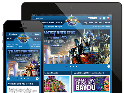 Responsive Universal Website Concept blue design mobile mobile design phone purple responsive tablet tablet design theme park