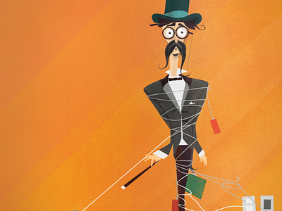 Entangled entangled gentleman illustration magic magician mustache orange phone tech texture wires