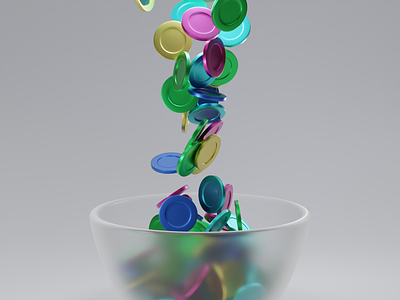 Rigid Body Simulations #1 | Coins Bowl 3d aftereffects animation blender coin colorful creative cycles design digital glass matte metal motion motiongraphics render rigidbody simulation