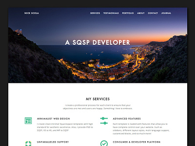 Personal Website v3 color hero html5 icons minimal simple site sqsp squarespace typography website