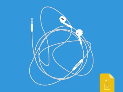 Flat Apple Earpods ai apple download earpods flat free freebie headphones illustrator minimal vector