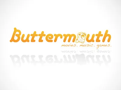 Buttermouth logo food free games logo movies music popcorn