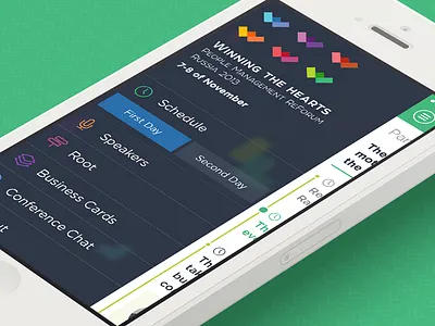 Winning The Hearts iOS app app color flat ios ios7 iphone menu mobile screen ui