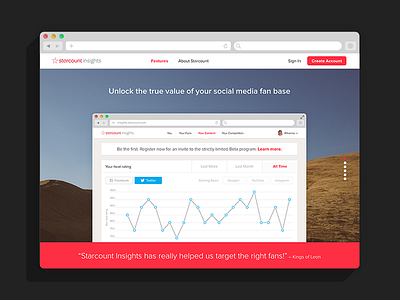 Starcount Insights Home browser graph homepage landing statistics stats user experience user interface website