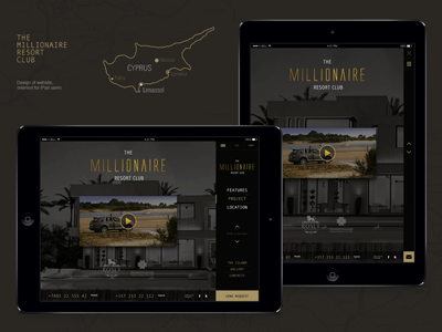 The Millionaire Resort Club art direction interface ipad ui web design