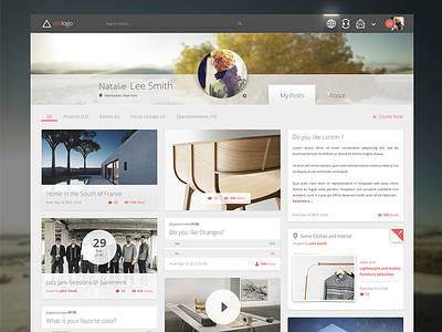 User Dashboard app clean dashboard flat menu navigation profile social ui user ux web