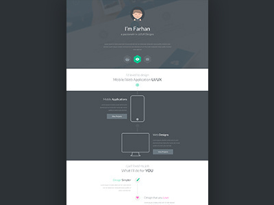 Personal portfolio design black dark flat portfolio resume simple ui website