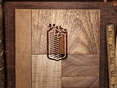 Parquet Nobre Rebrand business card engraving flooring leaf rebrand ruler shield wood