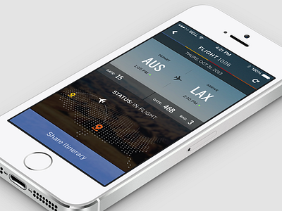 SWA - Mobile Concept airline app blurry flight iphone5s map mobile mockup status transparent usa