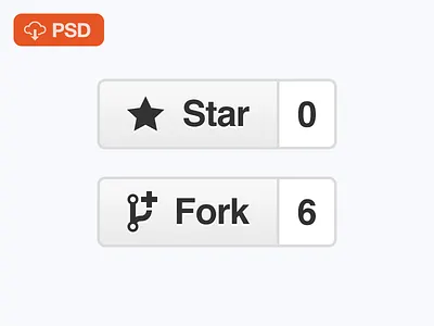 Free PSD - Github Buttons buttons developer fork free free psd freebie git github glyphs star ui