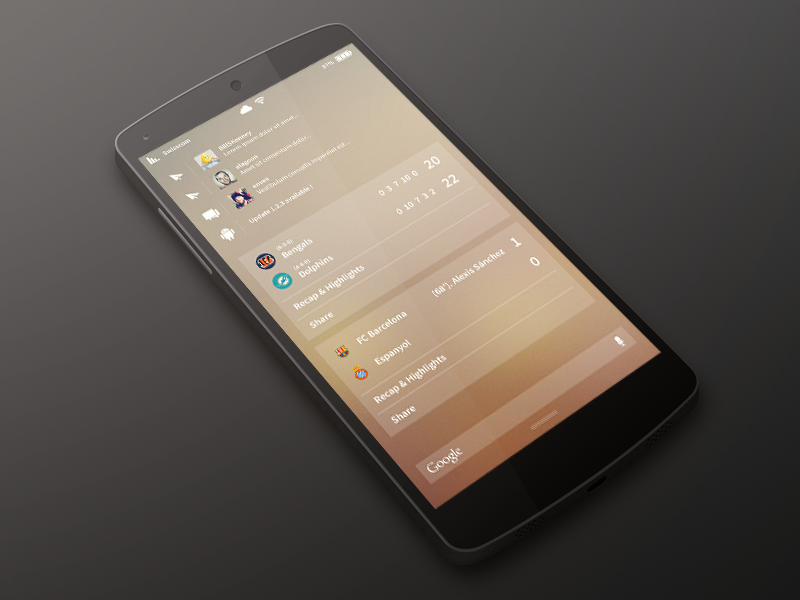 [WIP] Android Redesign | Notification Panel by Mathieu Croset on Dribbble