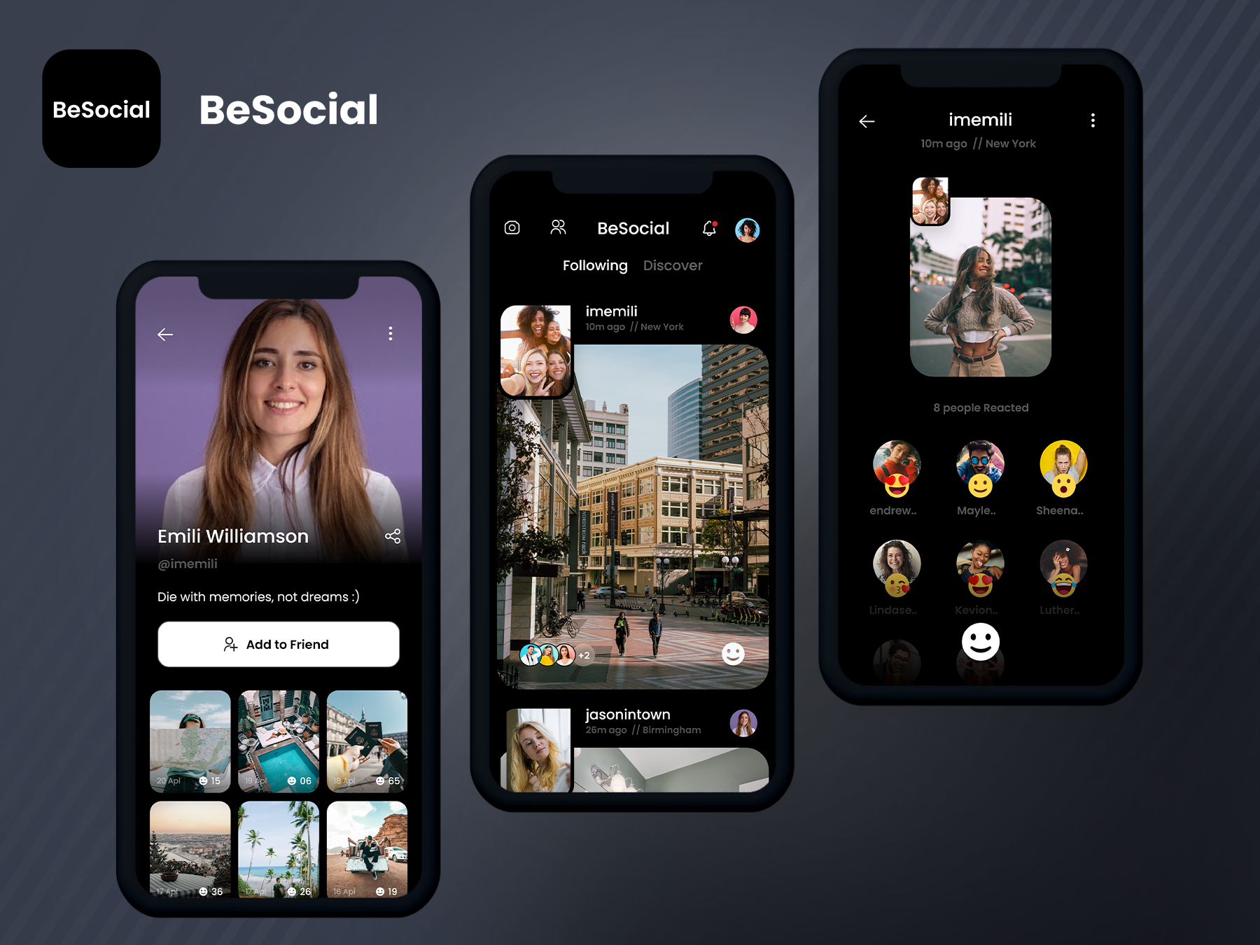 Modern Social Media App | BeSocial app preview app ui chat app script chat ui clean ui dashboard ui feed layout flutter social app flutter ui messenger clone mobile design modern app photo sharing app pinterest alternative reddit alternative social app software social ui twitter clone whatsapp clone