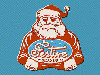 Festive Season 2022 blue christmas design doodle festive holiday illustration logo red santa typography vector vintage