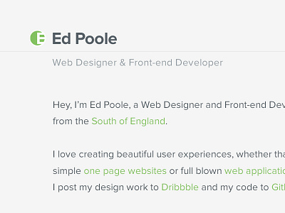 Portfolio Redesign clean design edpoole.me homepage portfolio website