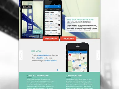Bay Area Bike app layout app icon app page bay area bike bike app blue clean flat green icon landing page san francisco