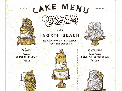 Cake Menu bakery beach cafe cake floral flower food frosting rose swirl