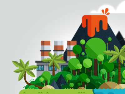 Volcano island flat geometric illustration island vector vulcano web design