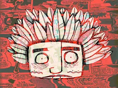 Glimpse of the Future feathers glitch hand drawn illustration micahburger photoshop scanning