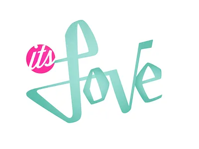 Its love calligraphy handtype love pink turquoise