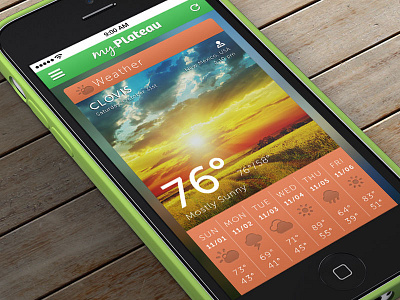 myPlateau Weather Concept appdesign iosdesign iphone5c mockup myplateau photoshop template weather