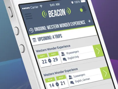 Trip List app mobile ui