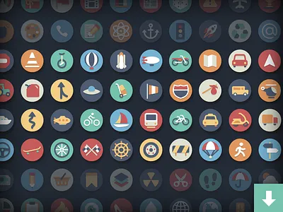 Free Circle Icons: Transportation Add-on circle flat free freebie icon set icons illustration traffic transportation travel