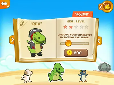 Tiny Run UI stats screen cartoon character chicken game art illustration kids ui design vector aty