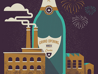NYE bottle building champagne factory fireworks grunge industrial nye vintage windows