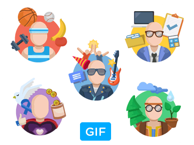 Officevibe - Big Five flat icon illustration officevibe profile