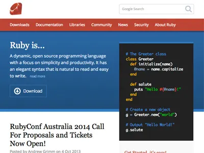 Ruby Lang code interface language ruby web design