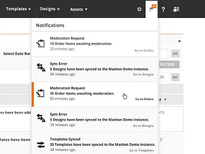 Notification Dropdown admin dashboard notifications